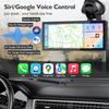 10.26" Portable Wireless Carplay Screen for Car, 4K HD Car Stereo Touch Screen with Apple CarPlay/Android Auto, 4K Dash Cam, 1080P Backup Camera,