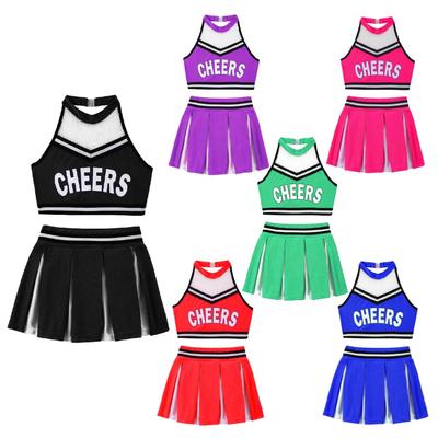 Kids Girls Dress Cheer Leader Costume School Uniform Youth Cheerleading Outfit Carnival Party