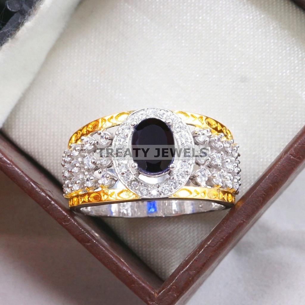Black Onyx Oval Cut Gemstone With 925 Sterling Silver Ring For Men's #A830 JL375666932264