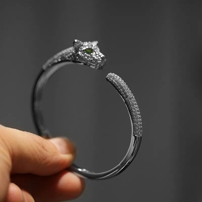 New Inlaid Bracelet, New Leopard Head and Purple Leopard Open Bracelet, Fashionable