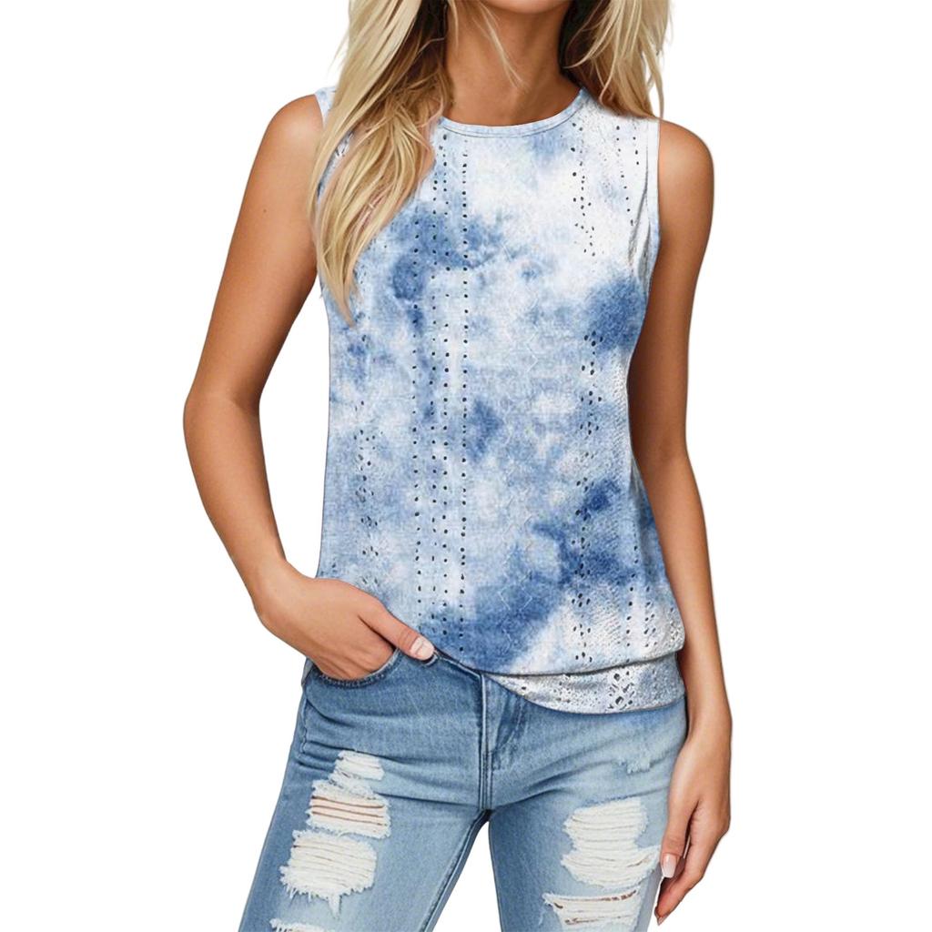 Dámská letní vesta bez rukávů s volným výstřihem pro volný čas