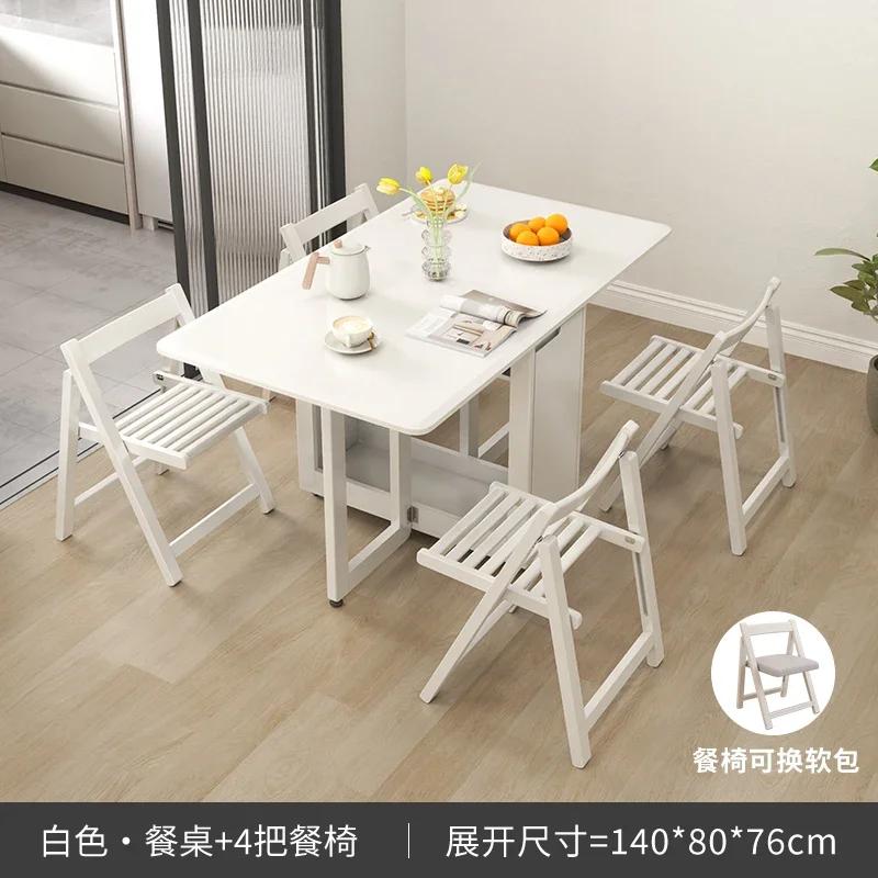 For Folding Dining Table Set 6 Chairs Luxury Modern Space Savers Minimalist Dining Table Nordic Table À Manger Kitchen Furniture