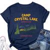 Summer New Womens Shortsleeved Tshirt Camp Crystal Lake Counselor Printed Loose Round Neck Casual Top with All Fashion Pullov