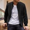 Giacca Cardigan da Uomo in Pelle Scamosciata, Colore Unito, con Zip, Manica Lunga, Casual, Vintage, per Primavera e Autunno
