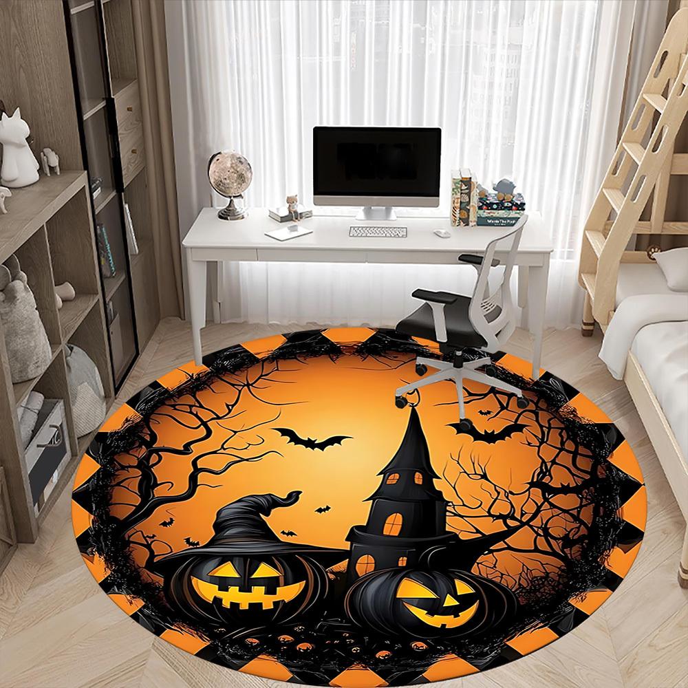 1 Stück Halloween-Kürbisse Stuhlteppich für Büro Rutschfest, Leicht, Maschinenwaschbarer Teppich für Büro, Schlafen, Zimmer - Feiertagsdekoryy251009117