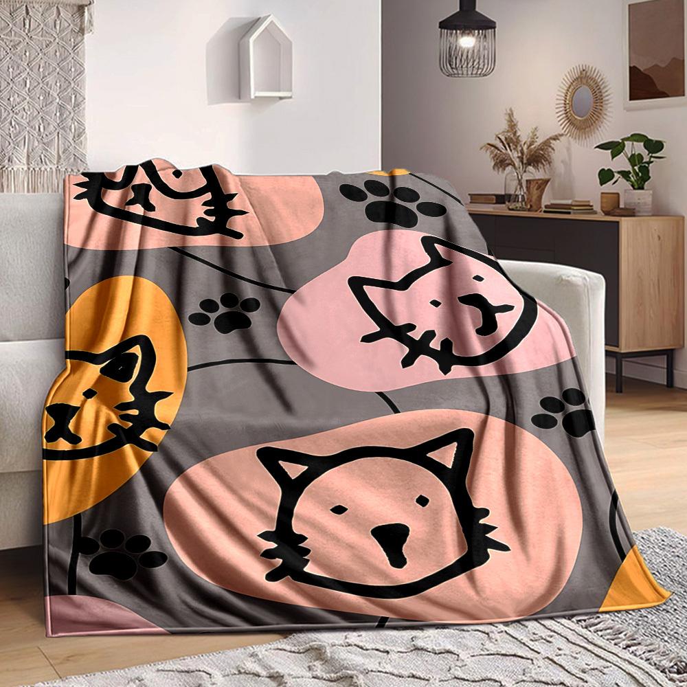 

1pc Cat Faces Blanket Warm, Cozy, And Soft, Suitable for Sofas, Beds, Cars, And Office Use.Perfect for Camping And Travel, Making It a Great Gift for 100x150cm