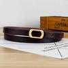 Women's Leather Decorative Buckle Pull-Through Waistband Belt for Skirts and Suits - Punch-Free Design.