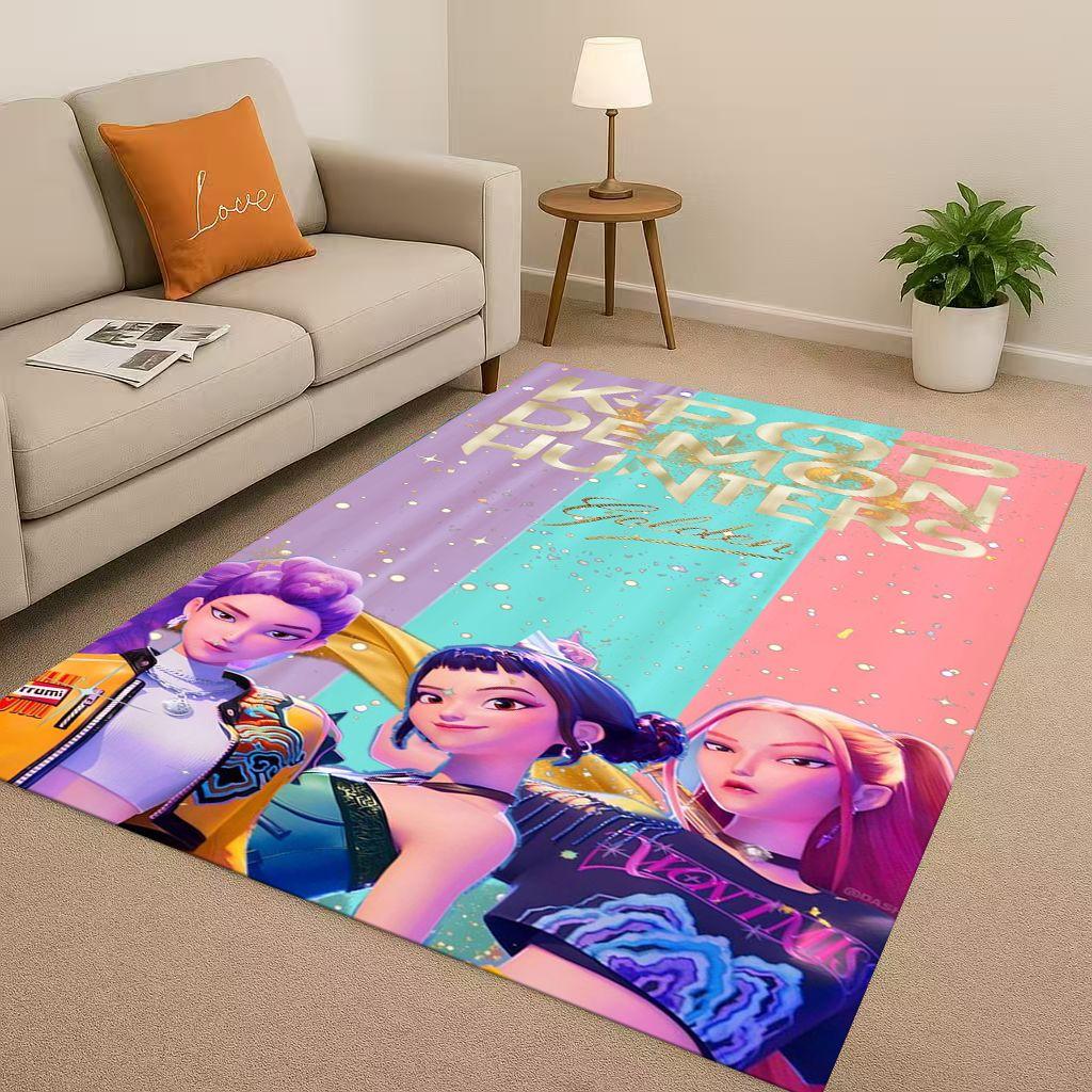 2026 New Cartoon Kpop Demon Hunters Zoey Rumi Mira Living Room Non-Slip Area Rug Carpet for Bedroom Playroom Sofa,Home Doormat