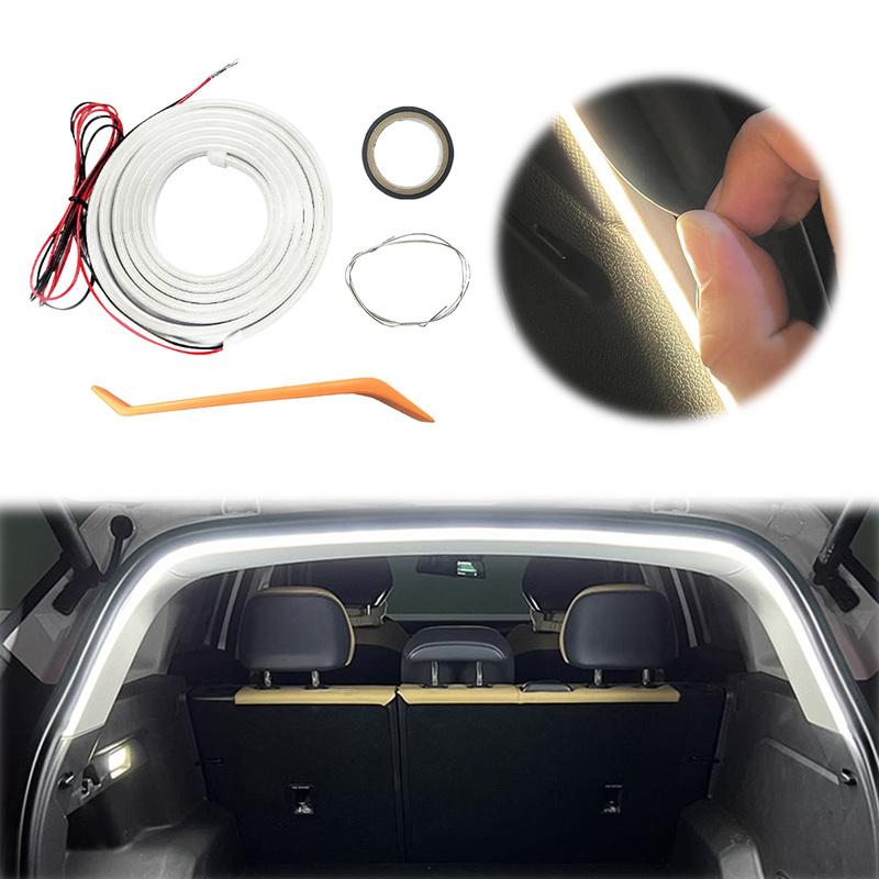 LED Car Trunk Ambient Lighting Strip Dynamic Flowing Light Strip Self Adhesive Automatic Tail Box Light Car Interior Accessories