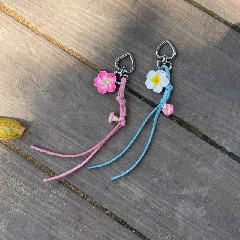 Creative Stud Flower Keychain Bag Charm Sturdy Alloy Soft Enamel Jewelry Accessory Gift for Women Men