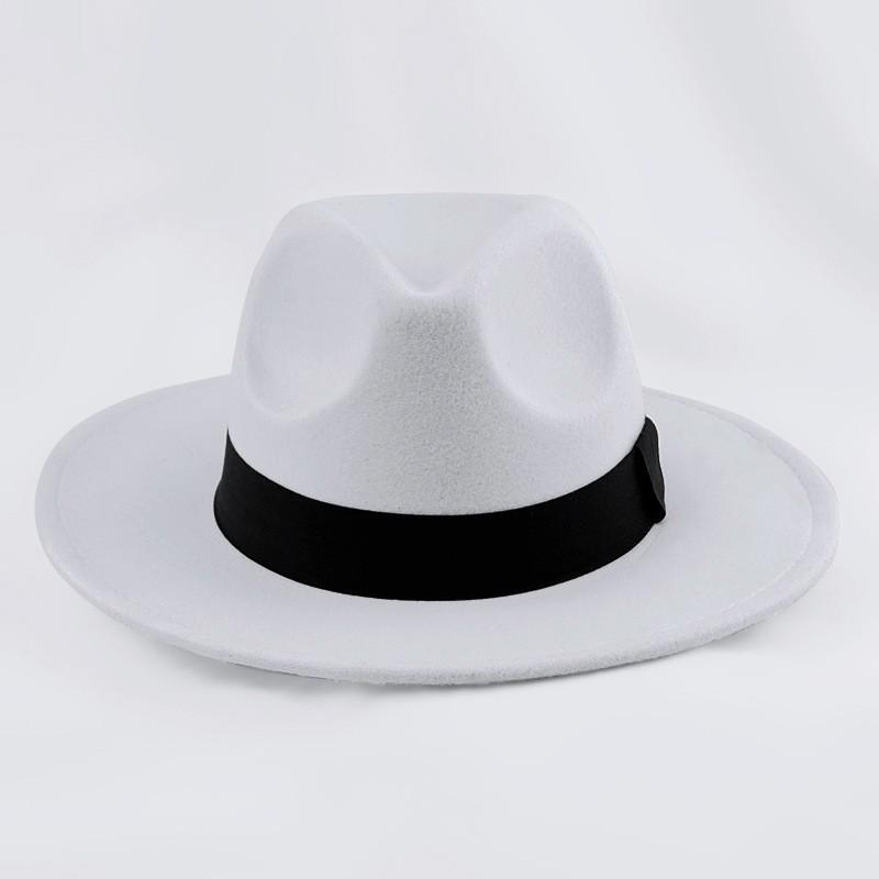 British retro European and American jazz hat men's and women's big-brimmed top hat imitation woolen felt hat British retro woolen hat