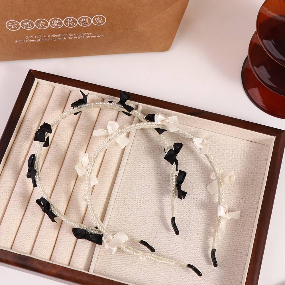 Korean Style Pearl Hair Band Headwear Pearl Hair Hoop Fashion Bow Headband  Daily