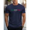 Sommer Rundhals ITALIA Muster Bedrucktes Oberteil Modisch Lässig Reine Baumwolle Kurzarm Herren T-Shirts