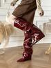 European and American style big tube circumference metal buckle, thin pointed thick heel pants