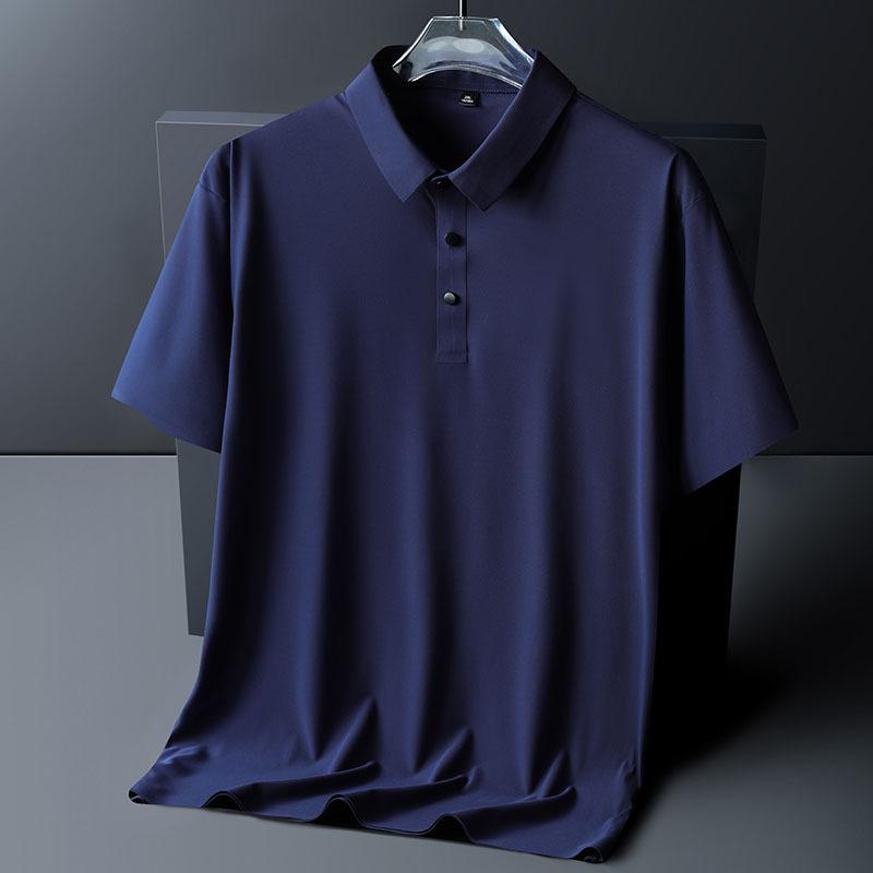 WoWo Polo Shirt Heren 6XL 7XL 8XL Zomer Nieuw Hoge Kwaliteit Heren Korte Mouw Polo Shirt IJszijde Heren Business Casual Polo Shirt 7XL donkerblauwe kleur