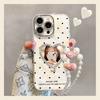 Polka Dot Love Mirror Bracket Is Suitable for 17promax Mobile Phone Case Iphone16 Light Luxury Premium 15 New Women's Models 14.