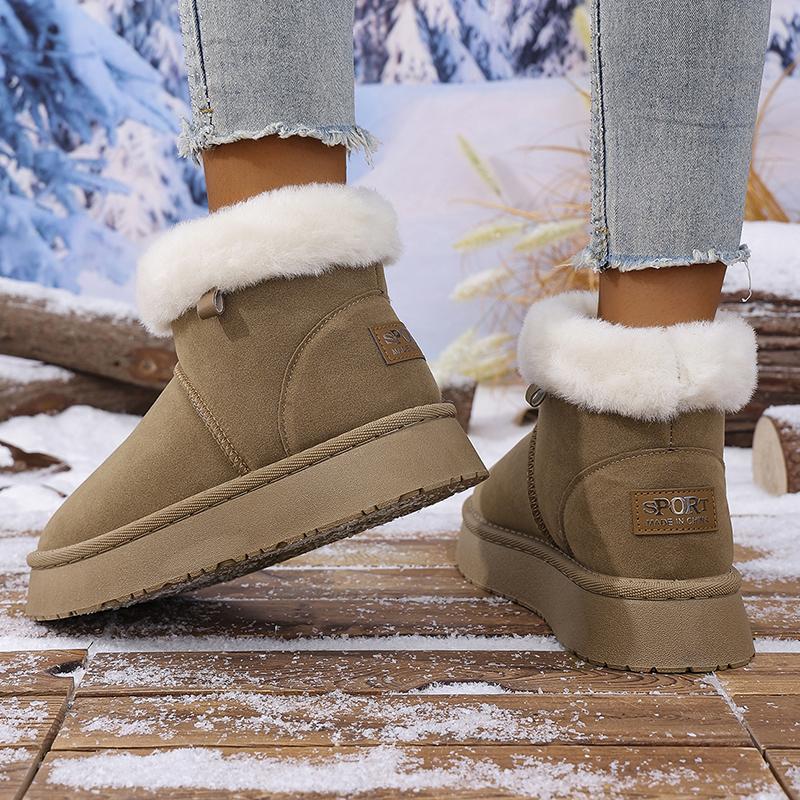 Fashion Thick Plush Warm Snow Boots for Women Non Slip Faux Fur Platform Winter Boots Woman Slip On Thick Sole Cotton Padded Shoes Mujer