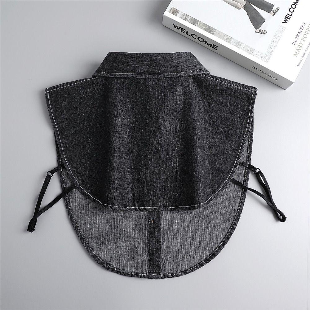 Sharp Collar Lapel Half Shirt Black Adjustable Neckline False Blouse Collar  Scarf Accessories