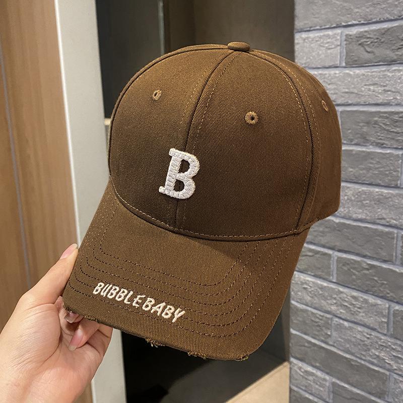 Alphabet Baseball Cap Women'S Hat Hard Top Wide Brim Big Head Circumference Cap Men'S Sun Protection Visor Thin