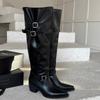 Spitze Zehen Damen High Boots Designer Schuhe mit Absatz Mode Frau Chelsea Boots Winter 2025 Neue Pumps Goth Marke Mujer De Botas