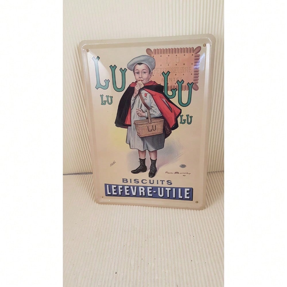 Vintage French Biscuit Embossed Metal Tin Sign Retro Kitchen Wall Decor 20x30