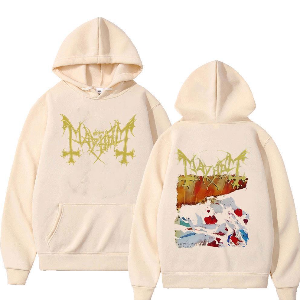Fashion Vintage Mayhem The Dawn of The Black Hearts Hoodie Men Women Rock Oversized Sportswear Male Death Black Metal Hoodies