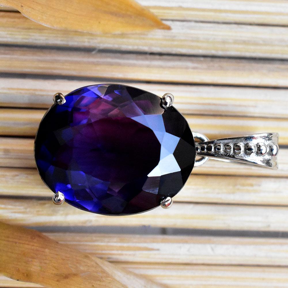 Natural 19Ct Purple Tanzanite Oval Pendant 925 Sterling Silver Certified Jewelry