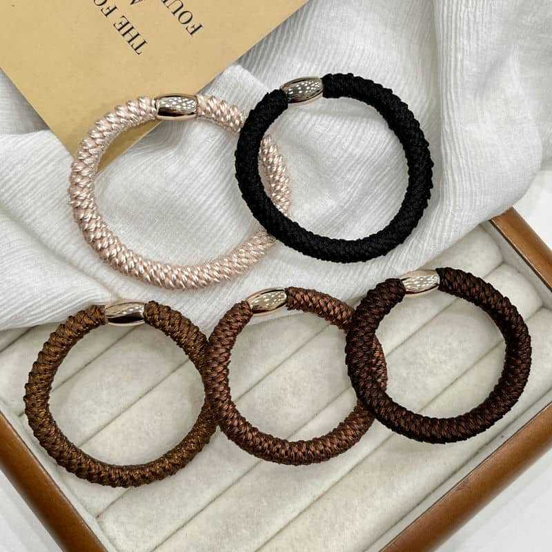 5Pcs Fashion Versatile Adult Headband Tie Hair Accessories Women Weave Thicker Hair Rope Tie Thicker Ponytail Rubber Band