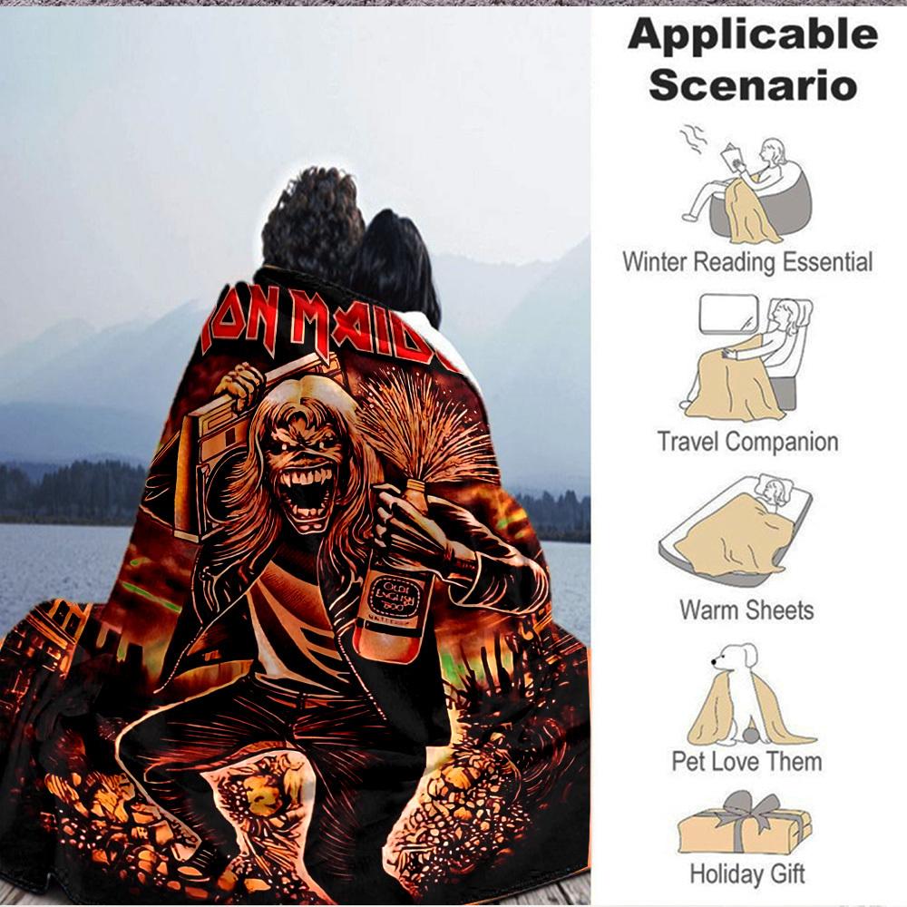 1 Stück Iron Maiden Band Merchandise Flanelldecke [Gemütliche Überwurfdecke] Für Sofa, Bett, Reisen, Camping, Wohnzimmer, Büro, Couch, Stuhl Und Bett