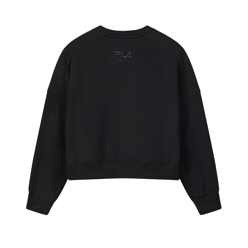 FILA Milano Series Fashionable Versatile Slimming Short Knit Sweatshirt Women sweatshirt F11W545213FBK