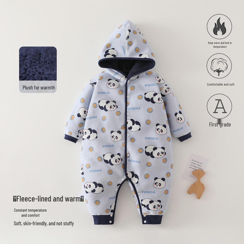 Fleece-lined Baby Romper for Autumn/Winter | 0-1 Year Warm Outing Crawling Suit by Anyang Baby & Children's Wear