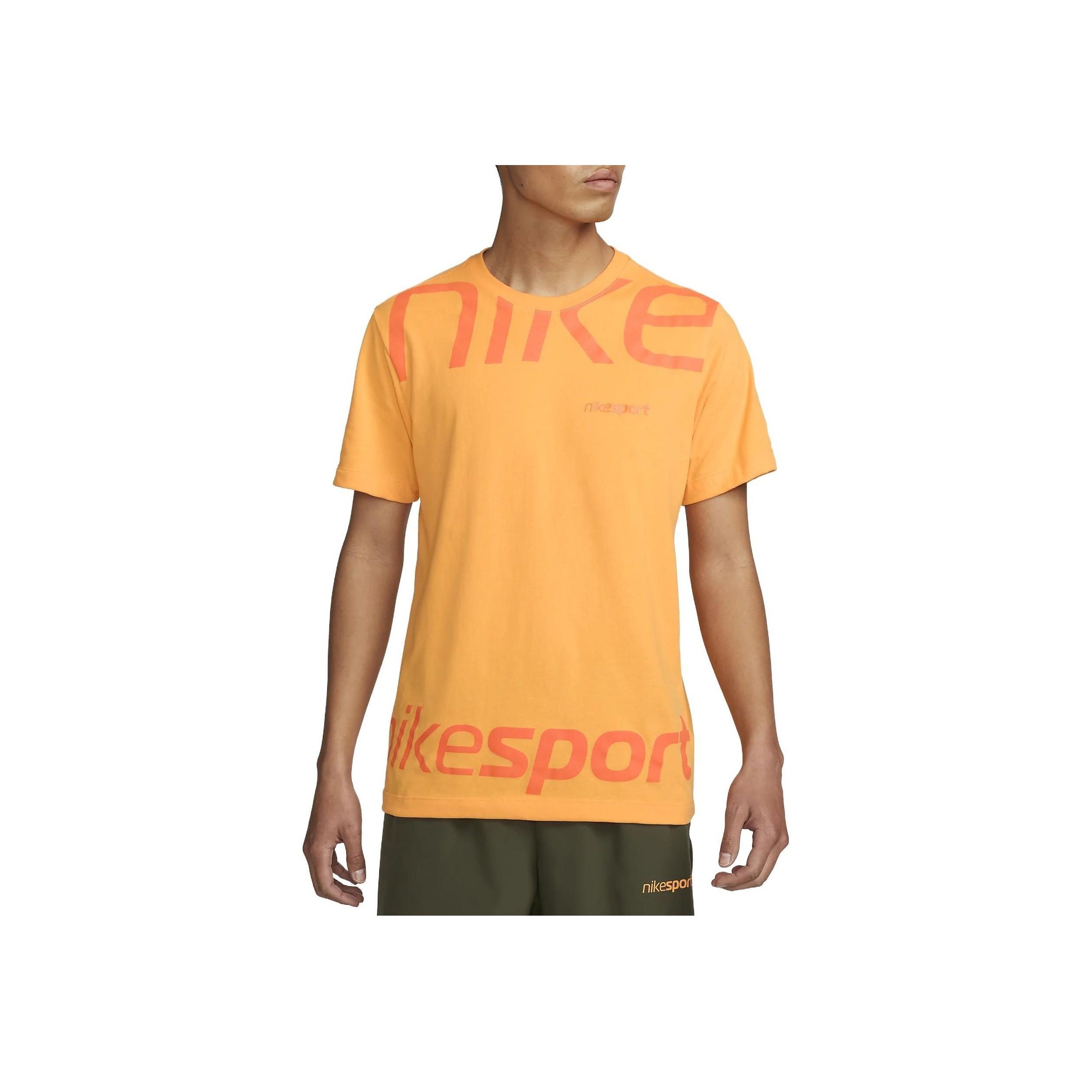 

Nike Футболка с коротким рукавом и круглым вырезом, мужские топы, оранжевый цвет, с буквенным принтом FJ5271-717 XL