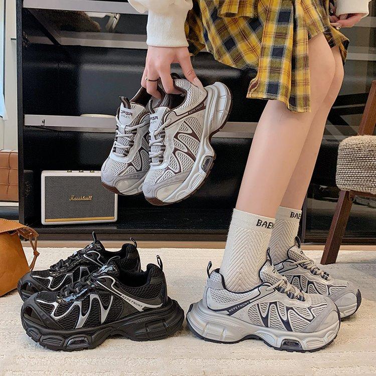 Thick-soled mesh dad shoes women's 2025 autumn new breathable outdoor sports mountaineering jogging shoes women's casual sports shoes