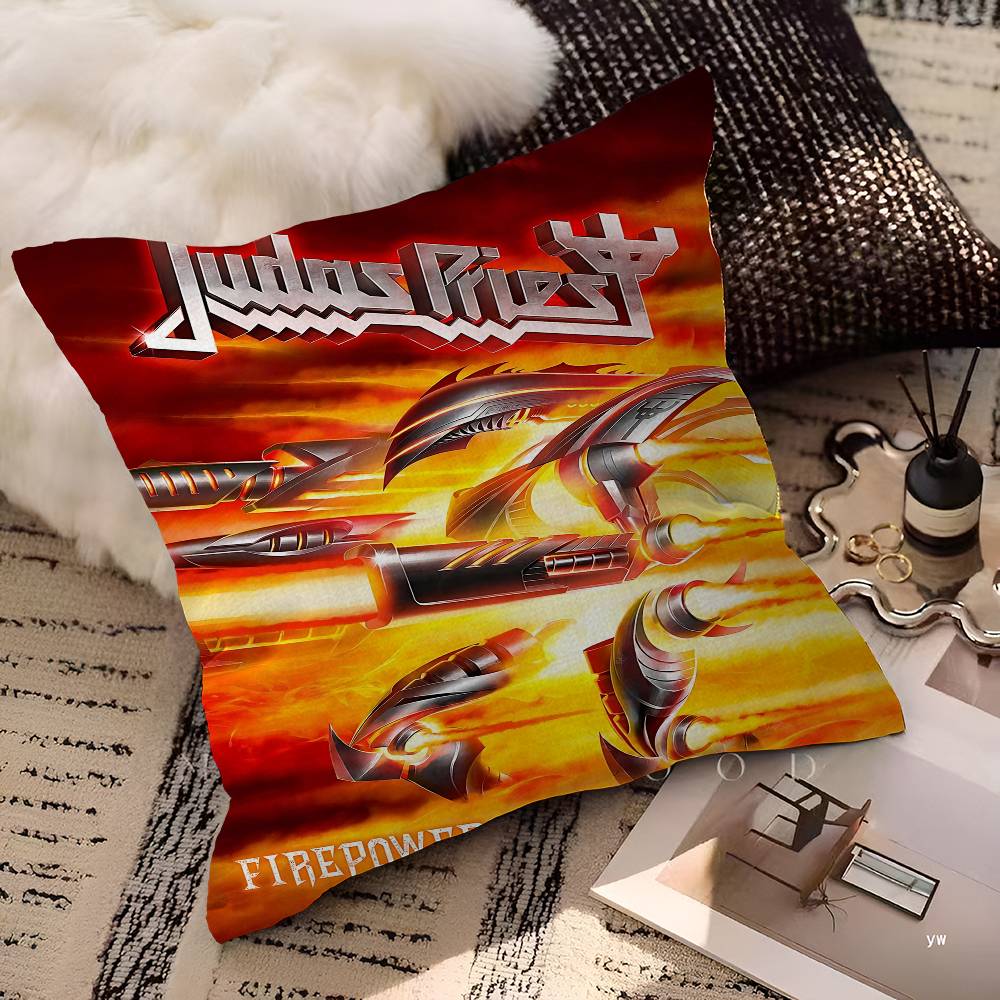 J-Judas Priest Band Pillow Gift Home Office Decoration Bedroom Sofa Car Cushion Cover Case 45X45