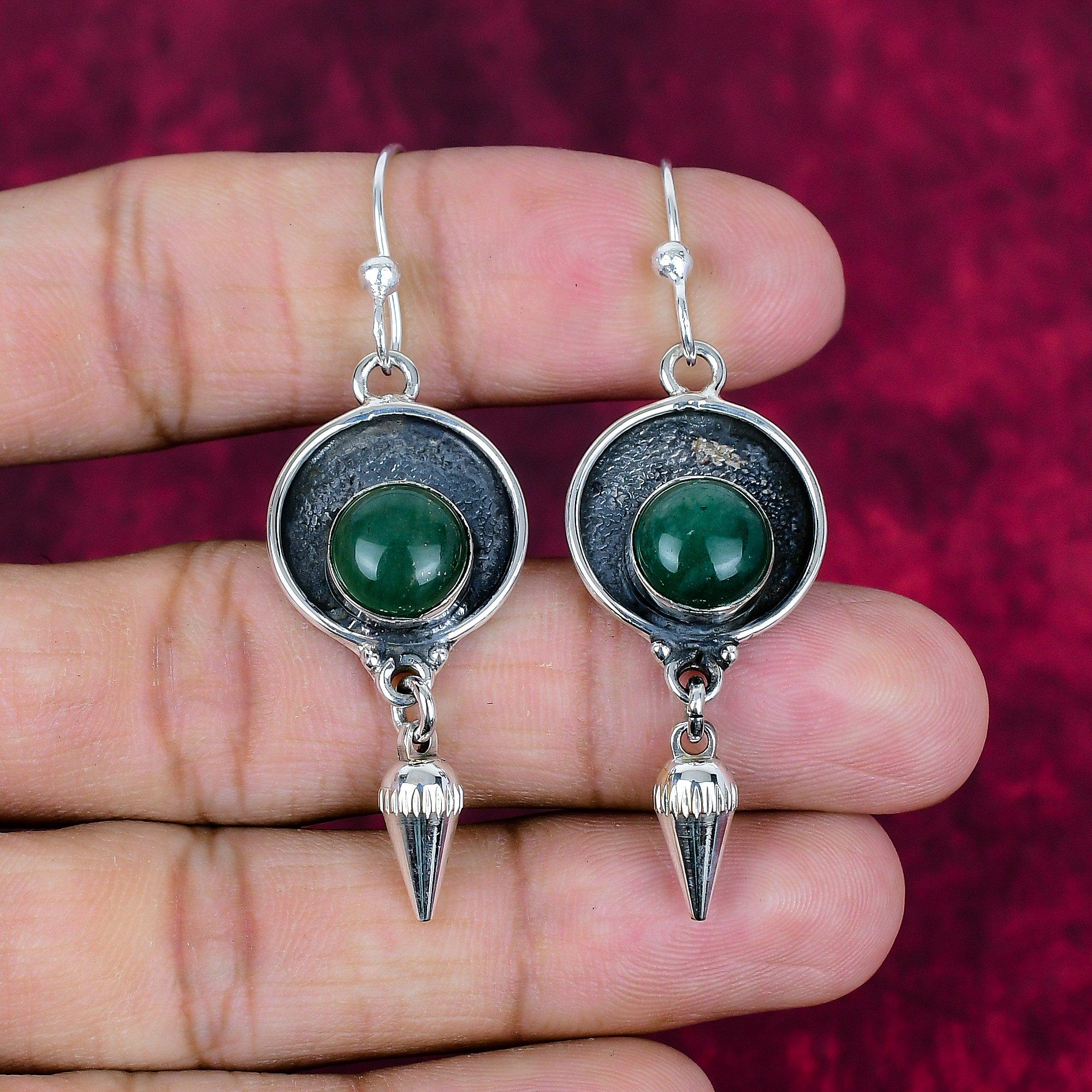 

Серьги с малахитом, ювелирные изделия из стерлингового серебра 925 пробы, подарок для женщин, серьги ручной работы, ювелирные изделия с драгоценными камнями 2.36 Inches зелёный