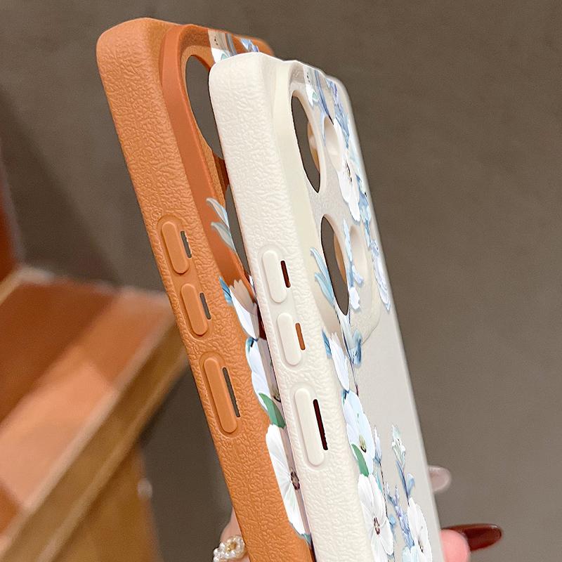Wstrząsoodporne miękkie etui na telefon z kwiatowym nadrukiem dla Xiaomi 13T Pro Poco X7 X6 M6 Redmi 13C Note 14 13 Pro 12 11 Slim TPU Tekstura skóry Matowa osłona zderzaka