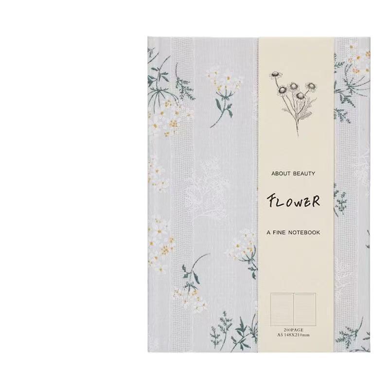 A5 Cloth-Textured Hardcover Notebook with Custom Embroidered Logo and Fresh Style Pattern