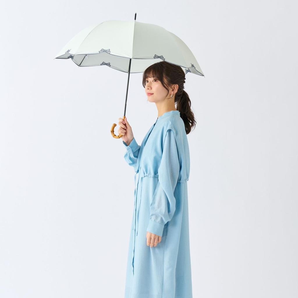 Moonbat Long Sun and Rain Light Heat UV Ribbon White [Esta] Women's Parasol, Protection, Blocking, Blocking, Protection, Scala, 31-230-30269-06,