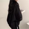 Women Polo Collar Loose Long Sleeve Casual Solid Sweatshirt Top Outerwear