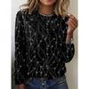Ladies' Elegant Floral Printed T-shirt - Comfortable Round Neck Long Sleeve Top