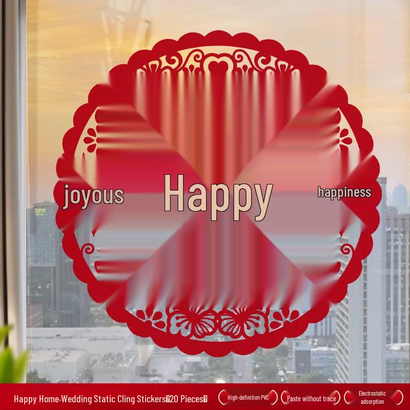 

Double Happiness Wedding Cling: Glass Sticker for Wedding Room & Car Decoration 30 type【stick on windows/car windows etc.】