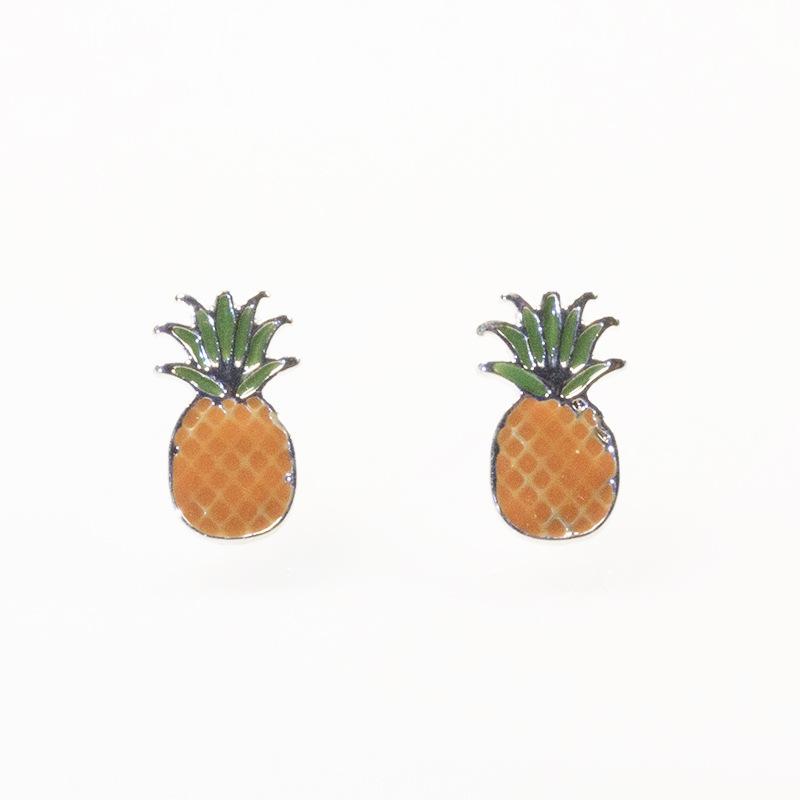 Серьги-пусеты из серебряной иглы S925, новые модные простые масляные серьги-пусеты с ананасом, модный дизайн в корейском стиле, серьги со сладким и крутым характером серебряный