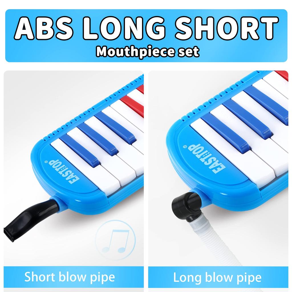 East Top 37-Key Keyboard Harmonica for Elementary School Students, Lightweight, Melody Piano, with Mouthpiece, Hose, Standing Playing, and Case