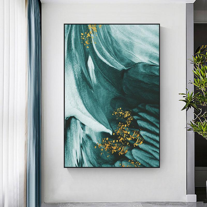 Abstract Gold Foil Oil Painting Printed for Living Room Entrance Dining Room Mural Posters and Prints Wall Art Cuadros Decor