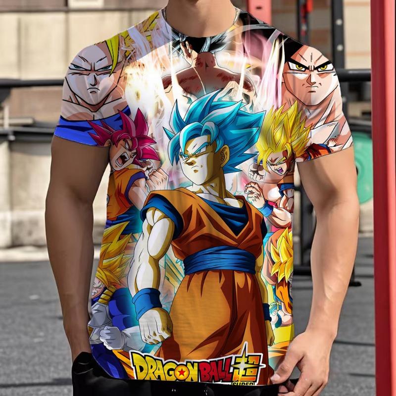 2026 Summer Dragon Ball Retro Fitness T-shirt Men's Oversized 3D Printed Short-sleeved Family Unisex Children's Sports Shirt