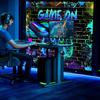 Game Background On Video Game Upgrade Birthday Party Decoration Video Game Happy Birthday Background Game Night Arcade Neon