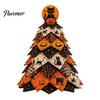 Halloween Theme Interior Decor Wooden Tree Ornament, 2D Flat Quilted Fabric Style Desktop Double Table Decorations Side Wood Sign for Home Party
