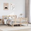 VidaXL Bed Frame with Headboard 140x190 Cm Solid Pine Wood, Bed, Solid Wood Bed Frame, Bedroom Furniture At 3306845