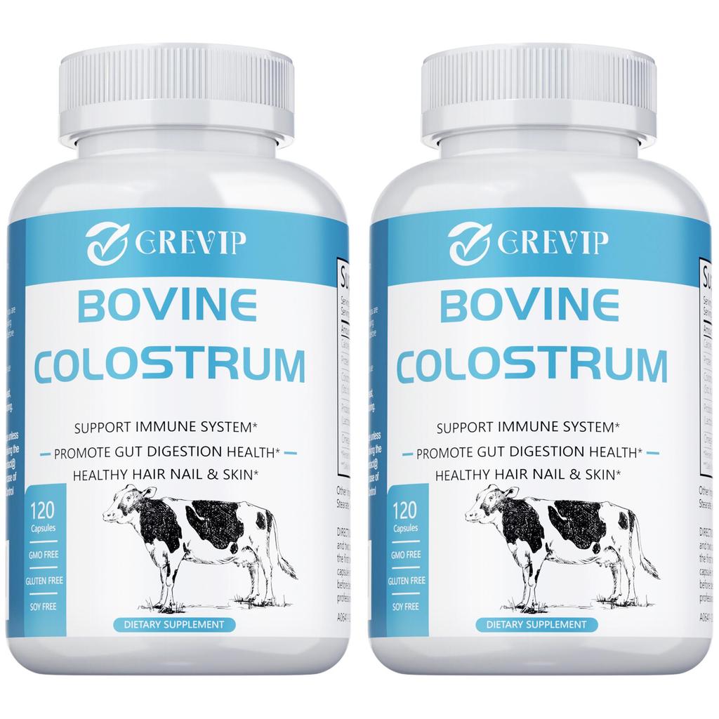 Bovine colostrum dietary capsules, high purity, immunoglobulins, boosts immunity, suitable for adults.