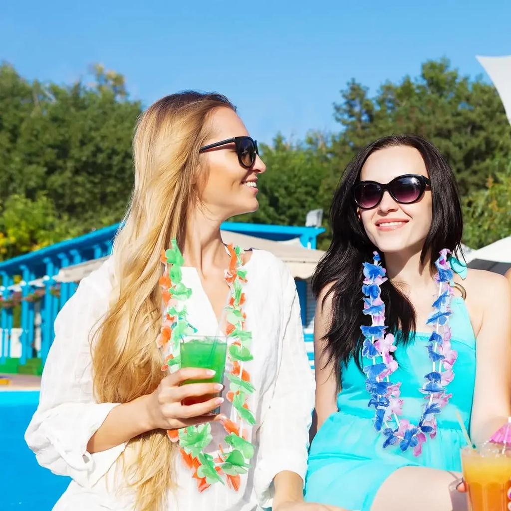 10Pcs Torpil Hawaiian Artificial Flower Necklace Aloha Luau Hawaii Theme Party Garland Summer Beach Wedding Birthday Party Decor